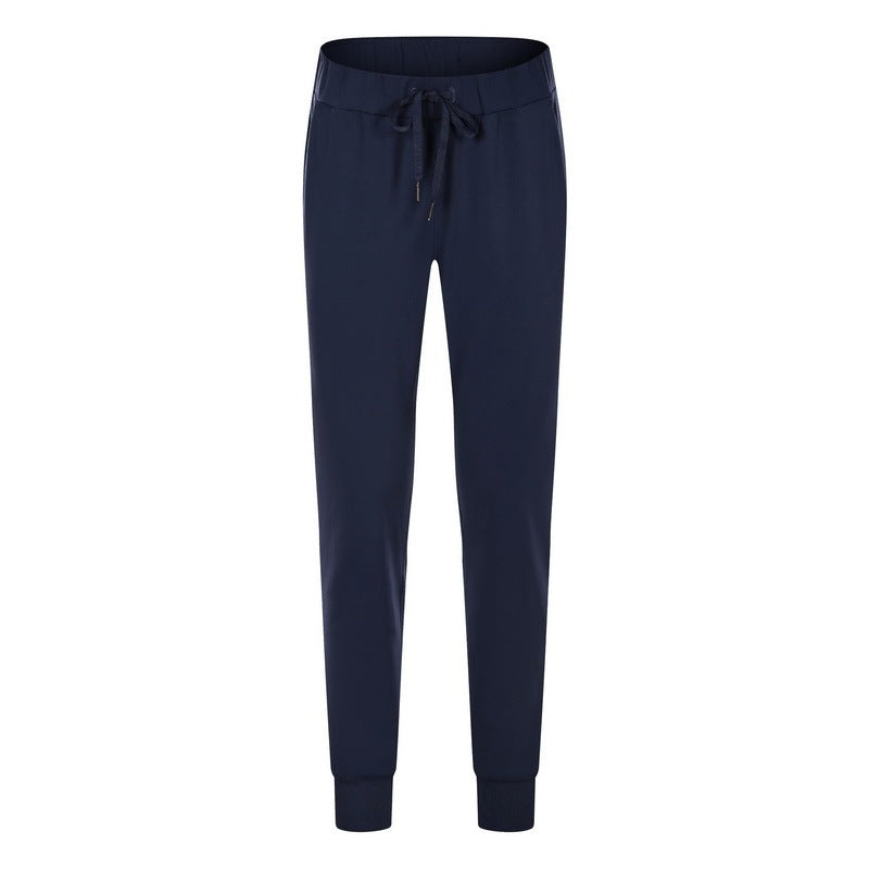 Simple Straight Sports And Leisure Elastic Ankle-tied Cropped Pants Minglan 0 Zimivas