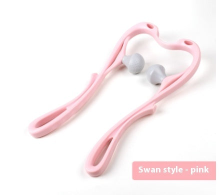 Multifunctional Manual Six-wheel Neck Massager Massage Relieve Roller Massage Tool Swan pink Health & Fitness Zimivas