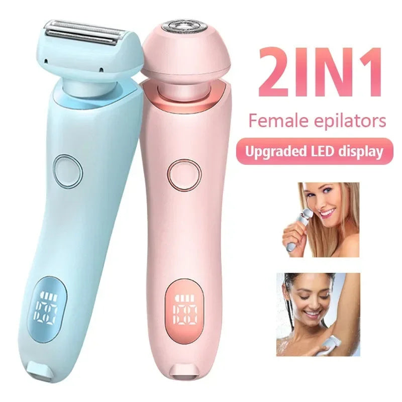 2 In 1 Hair Removal Epilator USB Rechargeable Trimmer Women Body Razor Face Leg Armpit Bikini Hand Pubic Shaver Hair Remover Hair accessories Zimivas