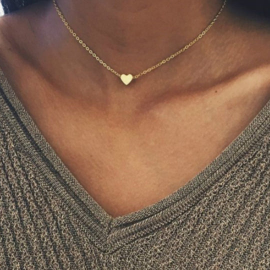 Simple Fashion Gold Color Double-sided Love Pendant Necklaces Clavicle Chains Necklace Women Jewelry Valentines Day Gift 4 null