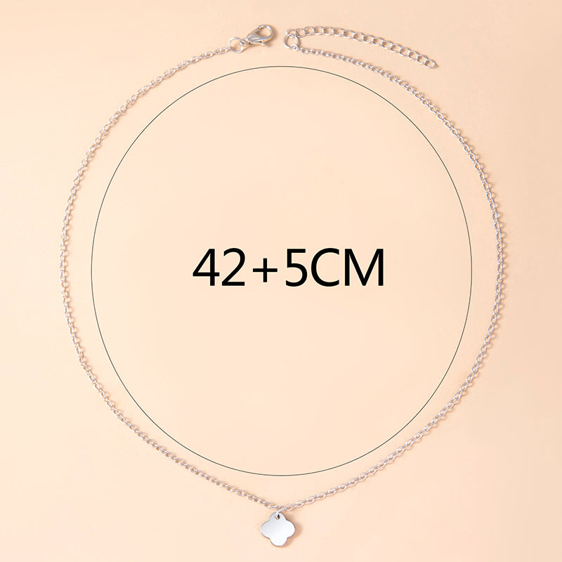 Fashion Silver Four-leaf Clover Necklace Stainless Steel Cloud Pendant Necklaces Chokers For Women Girls 4 null