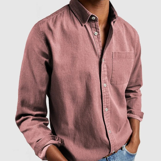 2024 Men's Shirt New Long Sleeve Lapel Pink Men Clothing Zimivas