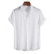 Men's Fashion Solid Color Dark Cell Short Sleeve Shirt White Dark Cell 0 null