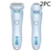 2 In 1 Hair Removal Epilator USB Rechargeable Trimmer Women Body Razor Face Leg Armpit Bikini Hand Pubic Shaver Hair Remover Blue 2PC USB Hair accessories Zimivas