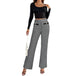 Faux Pocket Fastener Decoration Straight Wide Leg Pants Trousers 0 Zimivas