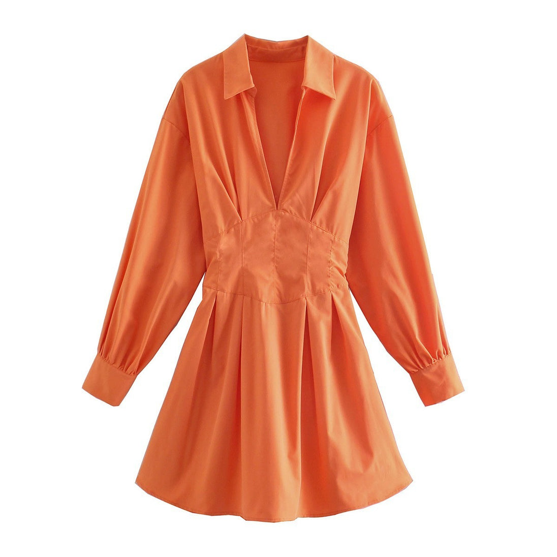 Shirt-style Back Lace-up Dress Skirt Orange 0 Zimivas