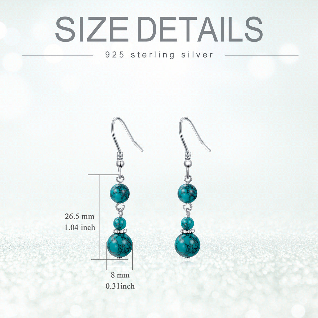 Turquoise Earrings for Women Sterling Silver Hooks Dangle Drop Earrings for Girls Gifts 5 null