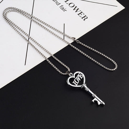 Stainless Steel Necklaces Sweet Heart Key Pendants Choker Chain Korean Fashion Jewelry For Women Jewelry Gifts 0 null