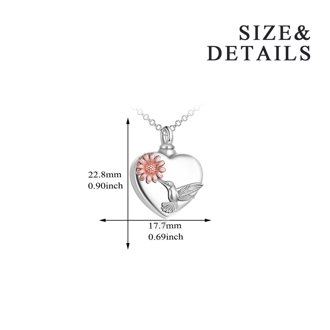 Hummingbird Urn Necklaces for Ashes Sterling Silver Heart Sunflower Cremation Memory Jewelry for Women Men Jewelry Zimivas