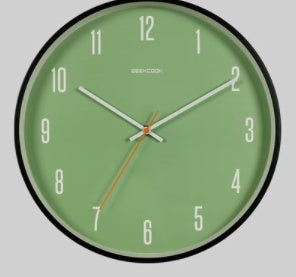 minimalist silent wall clock Green number metal black fram 0 null