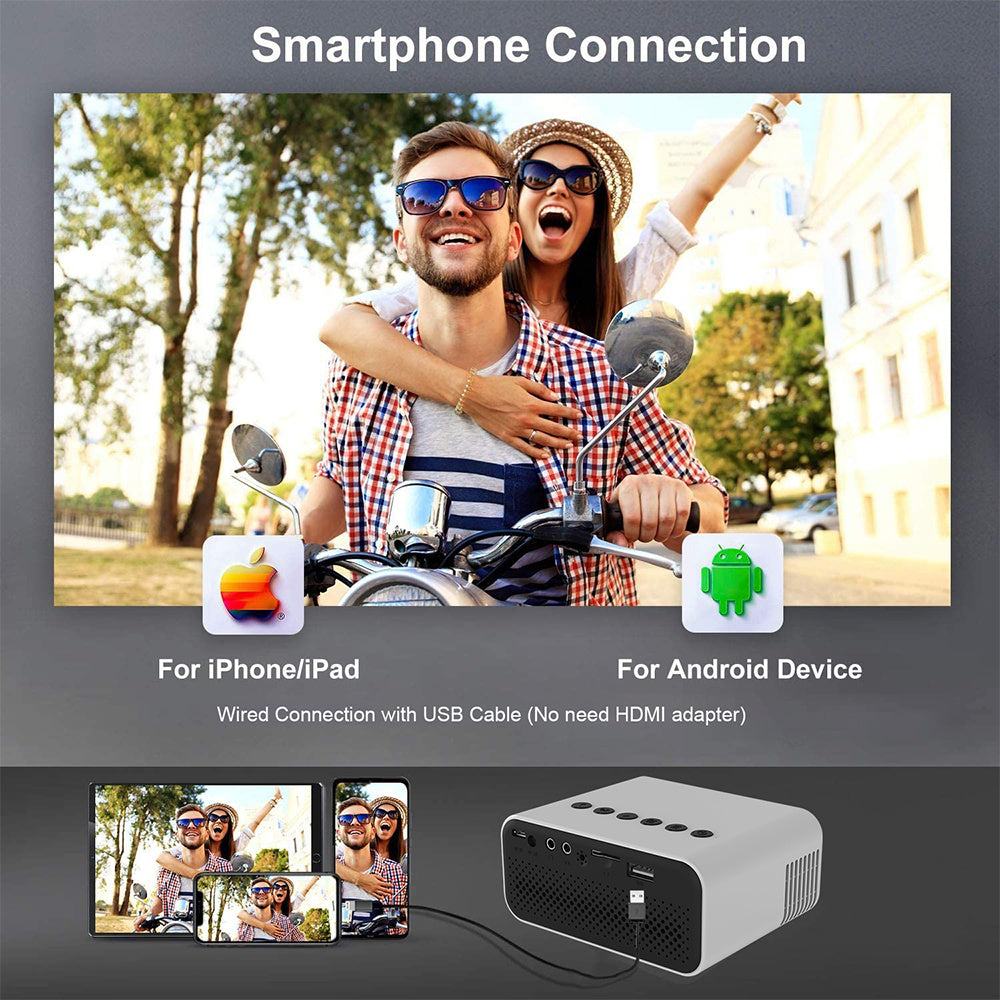 YT500 Home Mini Projector Mini Children's Home Portable Private Cinema HD LED Wired Wireless Phone Projection 4 Zimivas