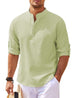 Men's Casual Shirt Long Sleeve Stand Collar Solid Color Shirt Mens Clothing Green men clothing Zimivas