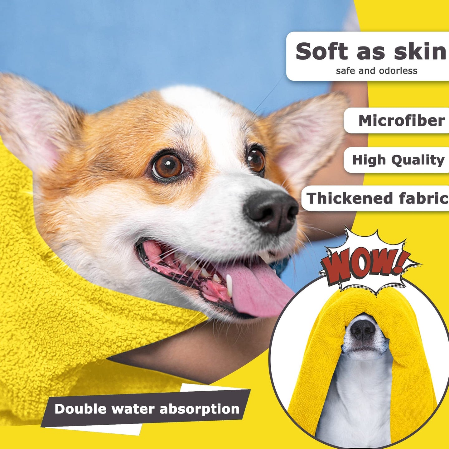 Dog Towels For Drying Dogs Drying Towel Dog Bath Towel, Quick-drying Pet Dog And Cat Towels Soft Fiber Towels Robe Super Absorbent Quick Drying Soft Microfiber Pet Towel For Dogs, Cats Yellow 5 Zimivas