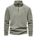 Fashion Personality Stand-collar Zippered Sweatshirt With Fleece Winter Casual Pullover Top Men's Clothing Green men clothing Zimivas