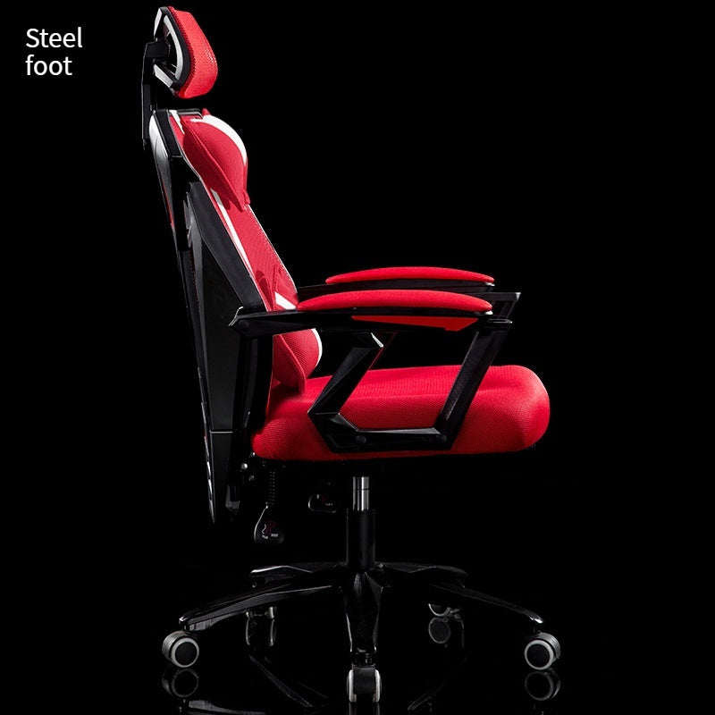 Simple And Creative Revolving Household Mesh Office Chair Steel feet Black frame red net 0 null