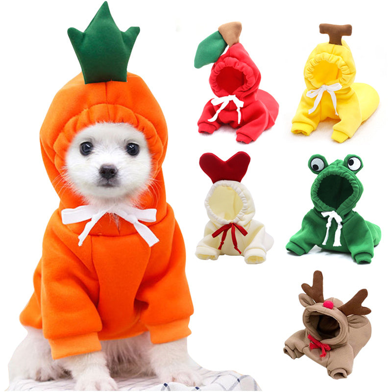 Cute Fruit Dog Clothes For Small Dogs Hoodies Winter Warm Fleece Pet Clothing Puppy Cat Costume Coat For French Chihuahua Outfit Pets supplies Zimivas