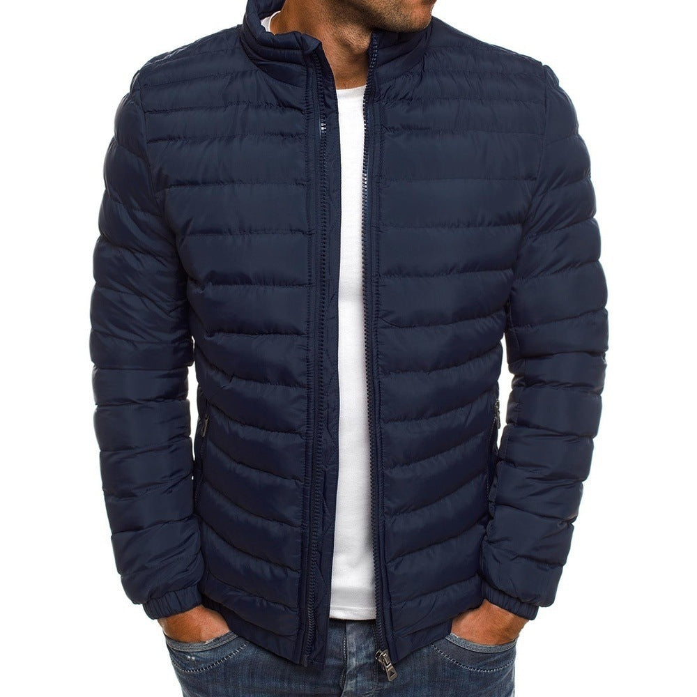 Men Winter Coats Lightweight Winter Puffer Jacket Packable Windproof Warm Stand Collar Puffy Parka Coat Outwear Navy Men Clothing Zimivas