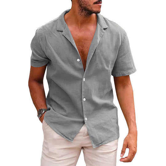 Men's Tops Casual Button Down Shirt Short Sleeve Beach Shirt Summer Mens Clothing Gray men clothing Zimivas