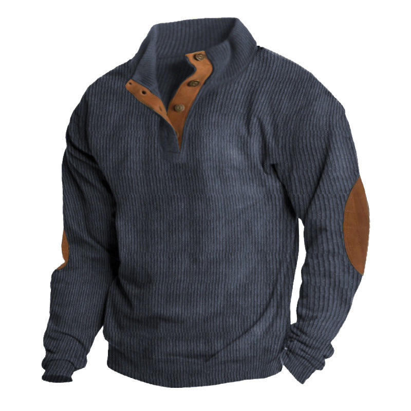 Men's Outdoor Casual Stand Collar Long-sleeved Sweater blue Men Clothing Zimivas