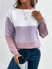 Pullover Knitted Sweater Fashion Round Neck Splicing Knitwear Loose Top Women's Clothing Purple Women Clothing Zimivas