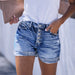 New Super Hot Amazon Blast Model Elastic Hole Ladies Denim Shorts Dark Blue 0 null