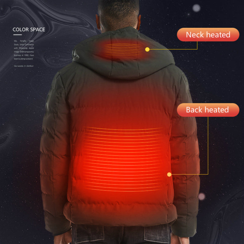 Men Women Cotton Coat USB Smart Electric Heated Jackets Winter Thicken Down Hooded Outdoor Hiking Ski Clothing 7XL men Zimivas