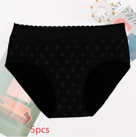 Four-layer Physiological Pants Antibacterial Bottom Gear Briefs Black 5PCS women underwear null