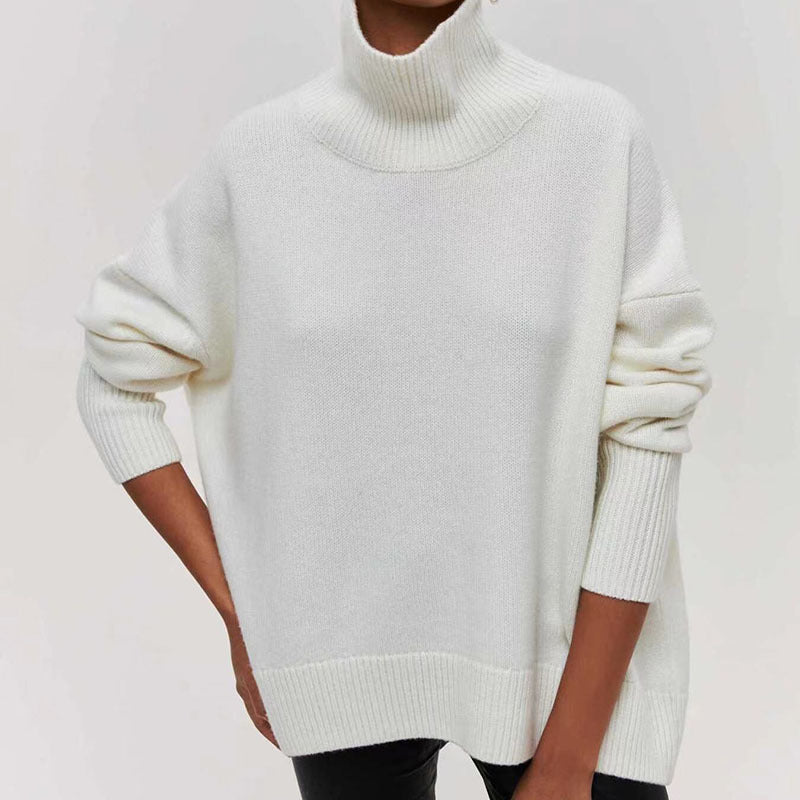 Women's Long-sleeved Pullover Solid Color Sweater White 0 null