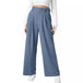 Women's Wide Leg Pants Elastic High Waist Waffle Knit Casual 0 null