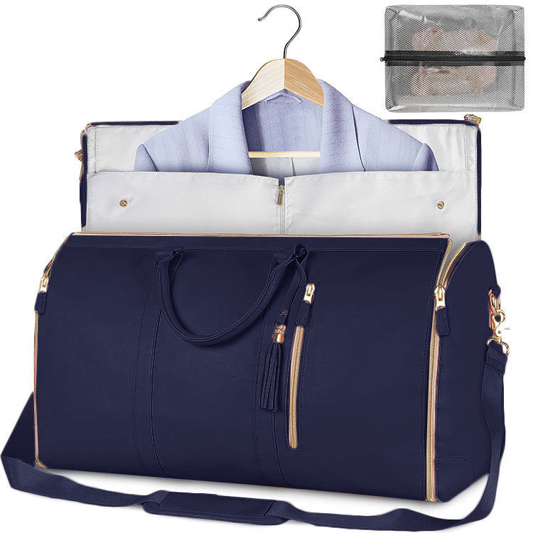 Large Capacity Travel Duffle Bag Women's Handbag Folding Suit Bag Waterproof Clothes Totes Blue bag Zimivas