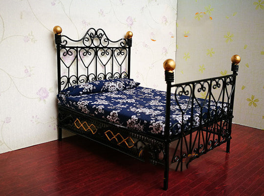 Simulation Bedroom Furniture Model Wrought Iron Double Bed Black 0 null