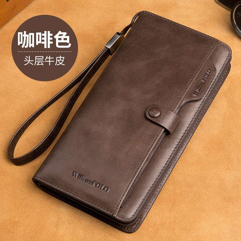 Men's Long Wallet Genuine Leather Wallet Brown 0 Zimivas