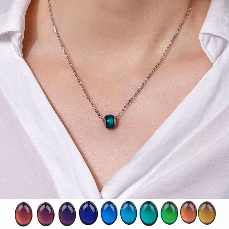 Mood Necklace Color Change Emotion Feeling Temperature Control Water Drop Tears Pendant Stainless Steel Chain Necklaces jewelry Zimivas