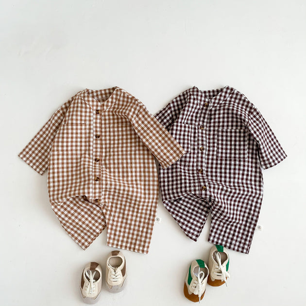 Baby Jumpsuit Spring Autumn Baby Boy Newborn Long Sleeve Baby Girl Clothes Toddler Plaid CardiganClothing 0 null