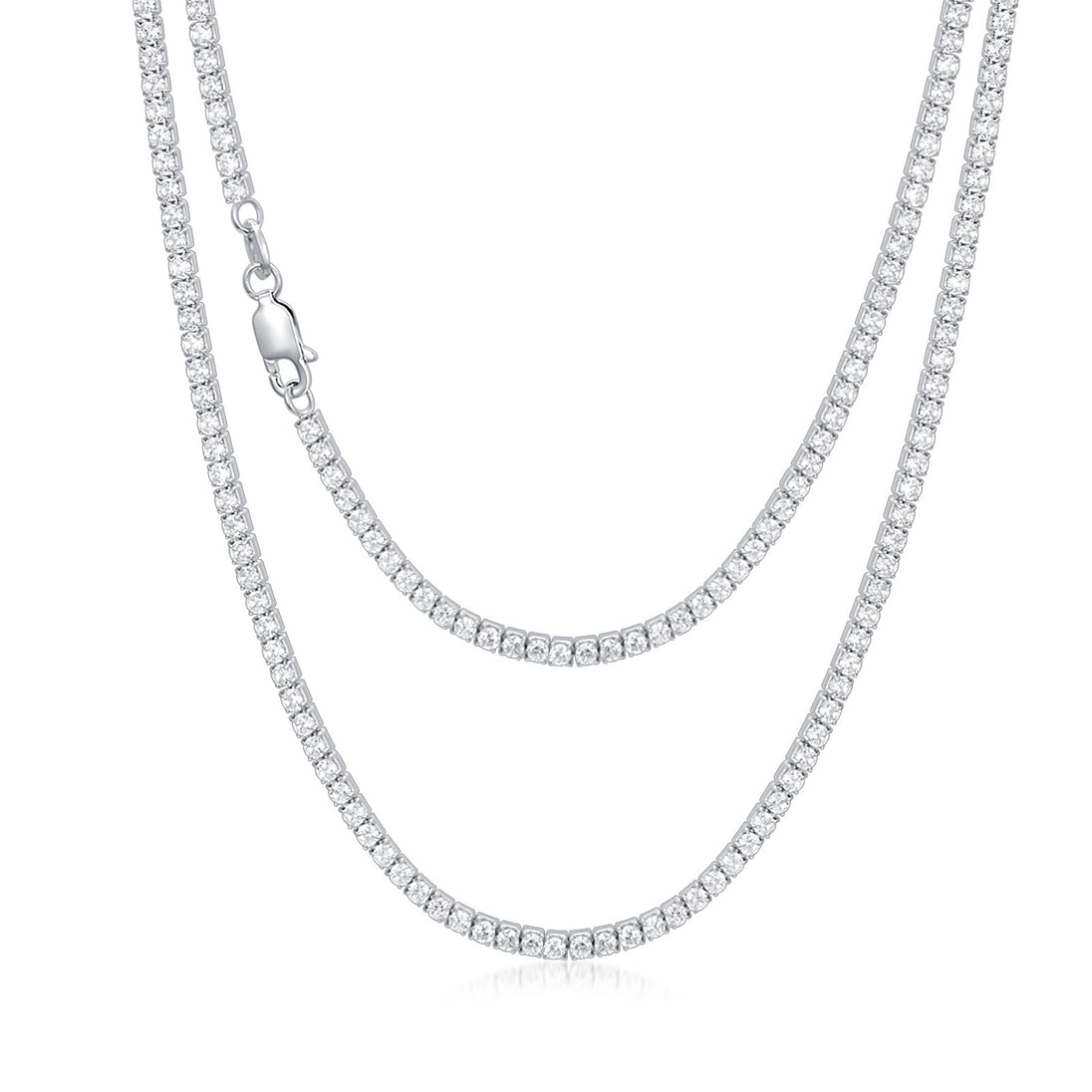 925 Sterling Silver Tennis Chain Authentic Cubic Zirconia Chain Necklace 18-26 Inch, 4MM Jewelry Zimivas