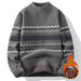 One-piece Velvet Sweater Men's Mock Neck Knitted Sweater Fashion Knitting Pullovers Men Autumn Winter Daily Casual Warm Pullover Sweaters Man Men Clothing Zimivas