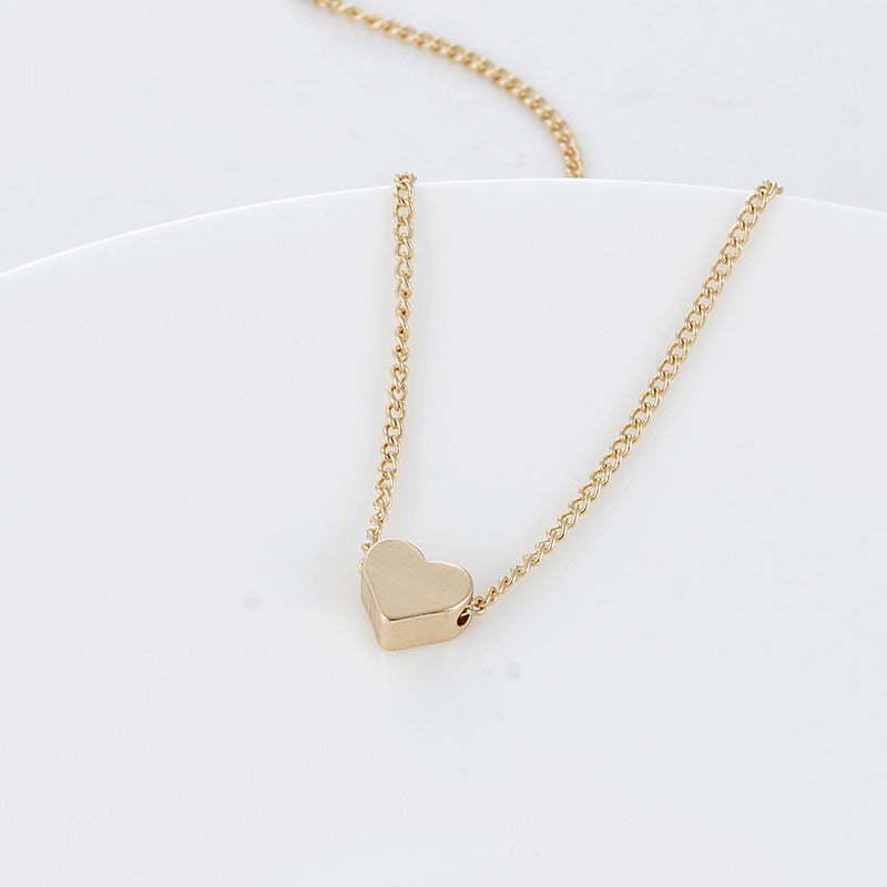 Simple Fashion Gold Color Double-sided Love Pendant Necklaces Clavicle Chains Necklace Women Jewelry Valentines Day Gift 4 null