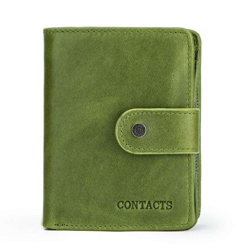 Multifunctional Men's Wallet Pure Cowhide Leather Dark green Wallet Zimivas