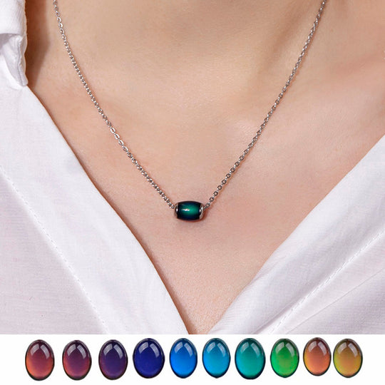 Mood Necklace Color Change Emotion Feeling Temperature Control Water Drop Tears Pendant Stainless Steel Chain Necklaces jewelry Zimivas