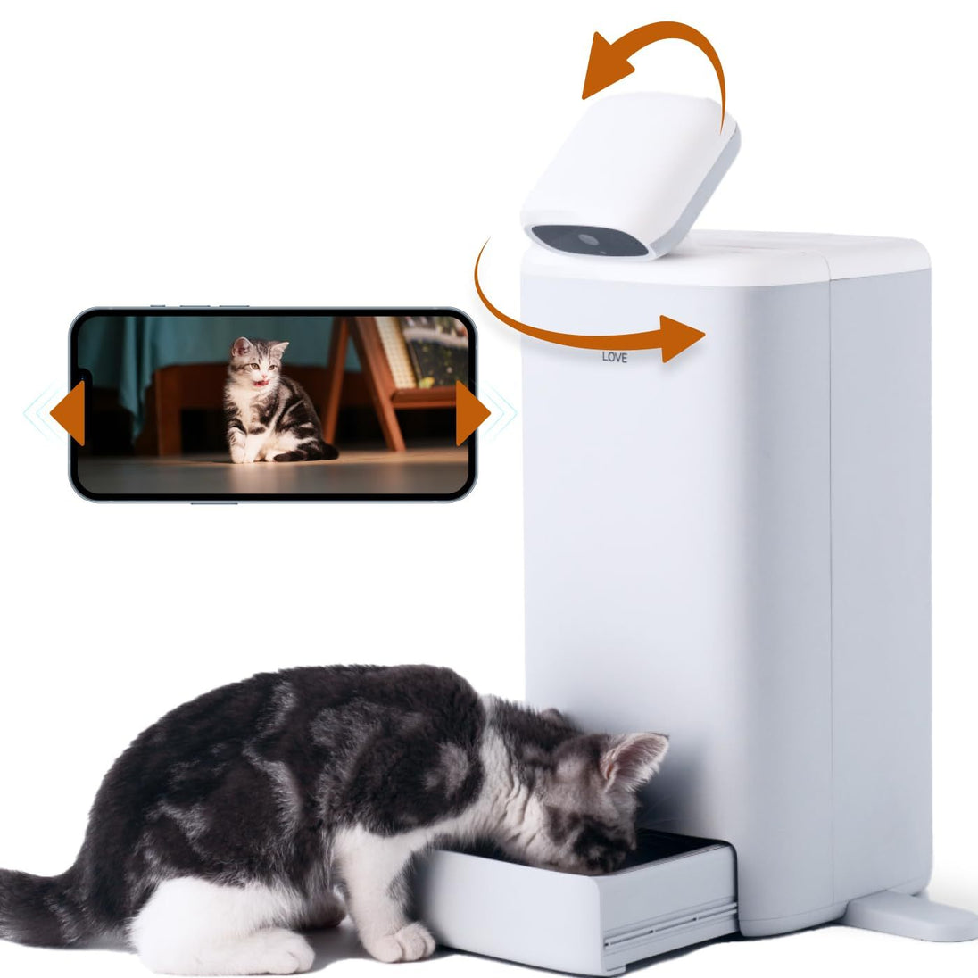 Automatic Cat Feeder Camera Timed Pet Feeder Portion Control Camera 1080P HD Live Video 2Way Audio Video Record Night Vision Dual Power Low Food Alert Laser Teasing Pets supplies Zimivas