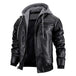 Hooded Jacket With Zipper Pockets Fashion Warm Pu Leather Coat Mens Clothing 0 null