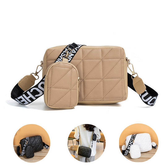 2Pcs Rhombus Shoulder Bag With Wallet Letter Print Wide Shoulder Strap Small Square Bag Large Capacity Cell Phone Crossbody Bags bag Zimivas