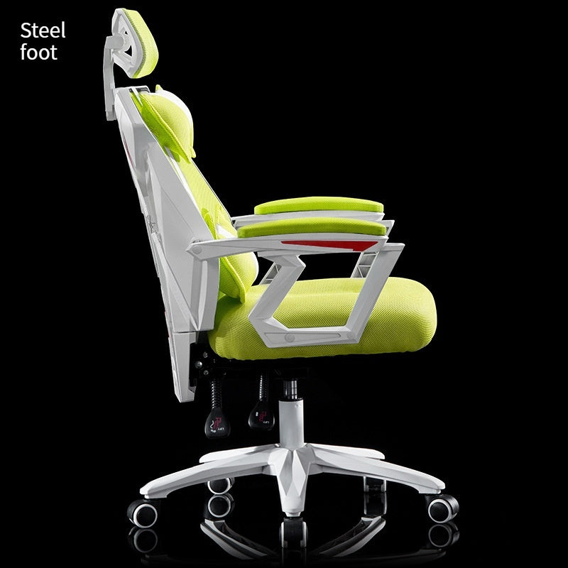 Simple And Creative Revolving Household Mesh Office Chair Steel feet White frame green net 0 null