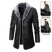 Plush Lapel Leather Jacket Winter Warm Fleece Single-breasted Coat For Men Long Clothing 0 null