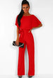 7-color Fashion Lace-up Button Short-sleeved Women's Jumpsuit Red 0 null