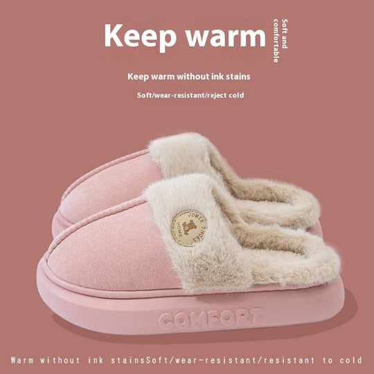 New Plush Slippers For Women Men Winter Warm Home Slipper Indoor Thick-soled Fleece Shoes Pink shoes Zimivas