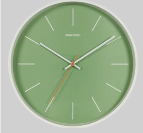 minimalist silent wall clock Green scale metal white fram 0 null