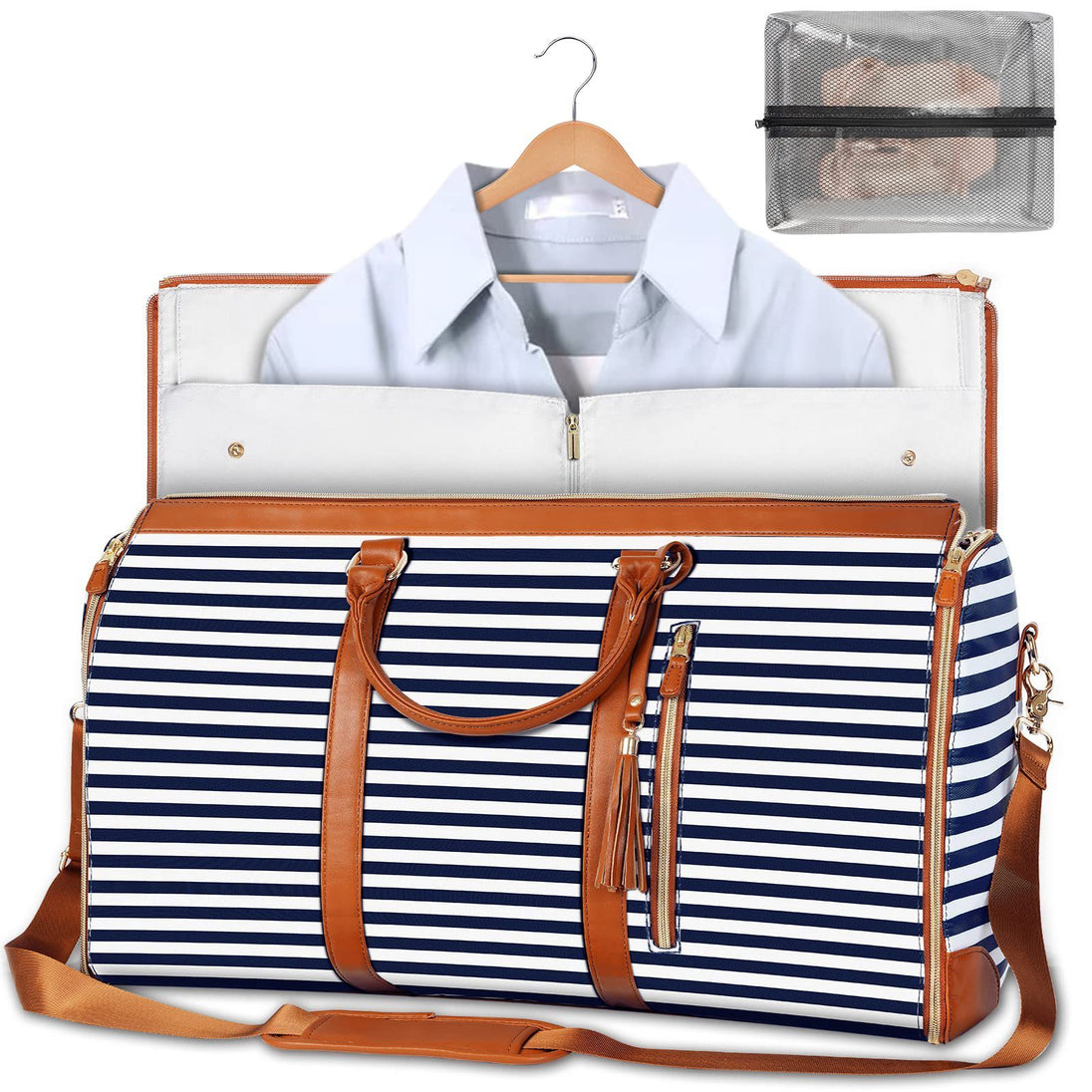 Large Capacity Travel Duffle Bag Women's Handbag Folding Suit Bag Waterproof Clothes Totes B Sapphire Stripes bag Zimivas