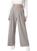 Women's Wide Leg Pants Elastic High Waist Waffle Knit Casual Silver 0 null