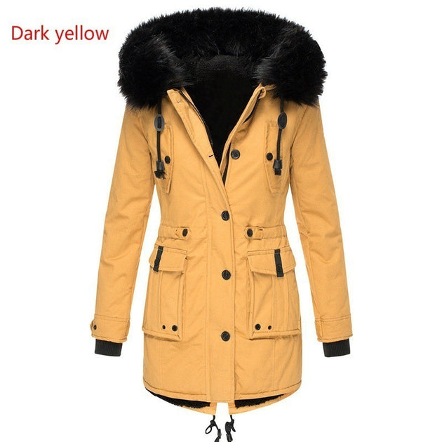 Women's Clothing Fleece-lined Thickened Women's Cotton Padded Clothing Women's Winter Yellow Women Clothing Zimivas